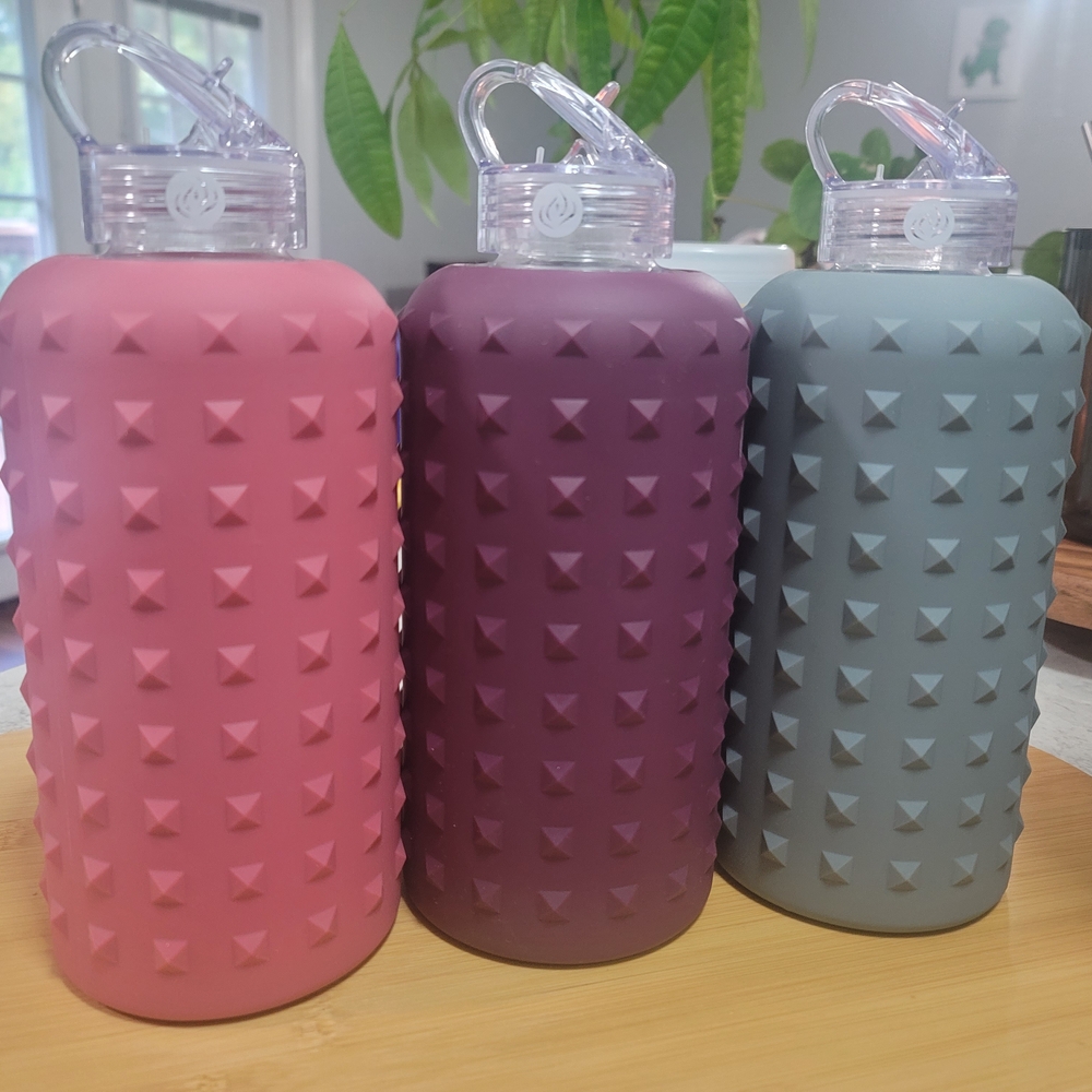 Stylish Silicone Water Bottles - Pink, Purple, and Gray